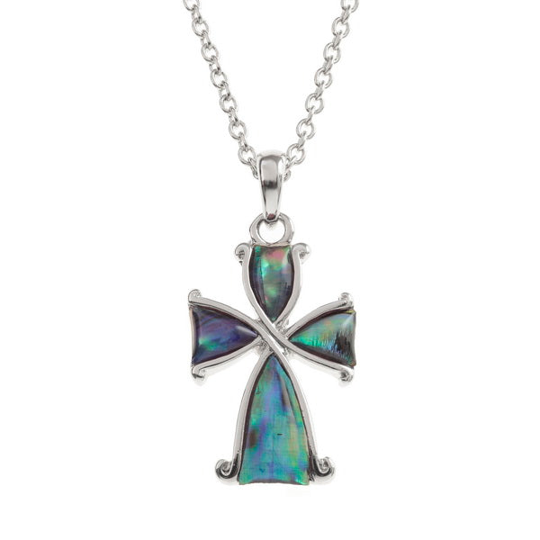 Paua Shell Twist Cross Necklace - The Christian Gift Company
