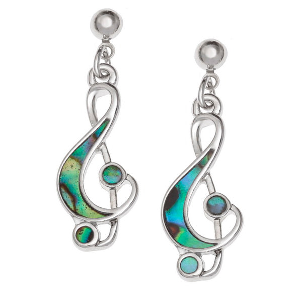 Paua Treble Clef Earrings - The Christian Gift Company