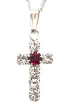 Swarovski Crystal Cross Pendant With Ruby Crystal Centre - The Christian Gift Company