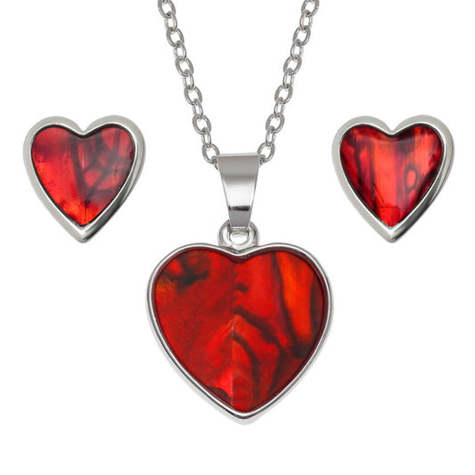 Red heart pendant and stud earring set - The Christian Gift Company