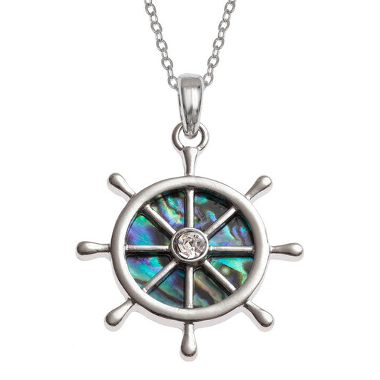 Paua shell Ship's Wheel pendant - The Christian Gift Company