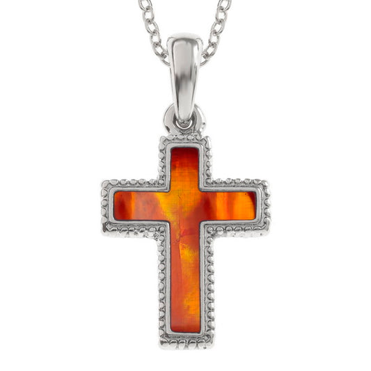 Amber paua shell cross necklace - The Christian Gift Company