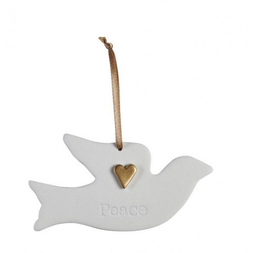 Ceramic Dove PEACE With Gold Heart - The Christian Gift Company