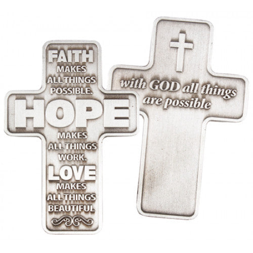Faith Hope Love Metal Cross - The Christian Gift Company