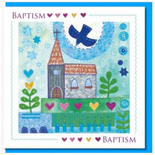 Church And Dove Baptism Greetings Card - The Christian Gift Company