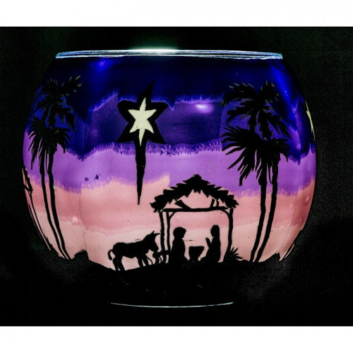 Colourful Glass Nativity Tealight Holder - The Christian Gift Company