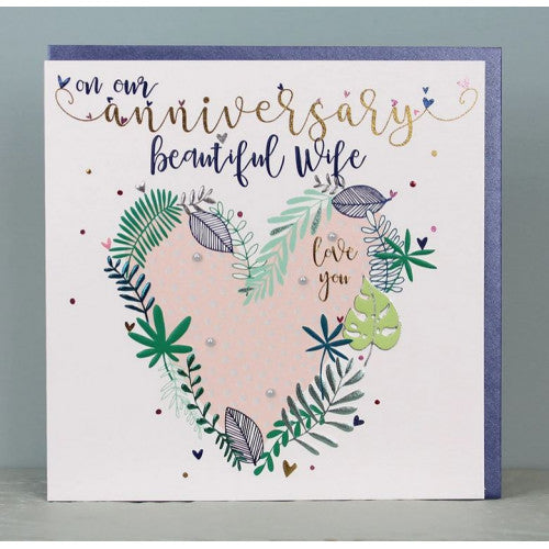 Beautiful Wife Anniversary Heart Card - The Christian Gift Company