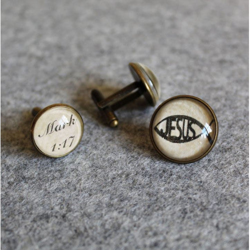 Cufflink And Lapel Pin Set - Ichthus Fish / Jesus - The Christian Gift Company
