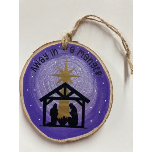 Wood slice - Away in a Manger - The Christian Gift Company