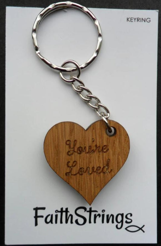 Wooden Keyring - You're Loved - The Christian Gift Company