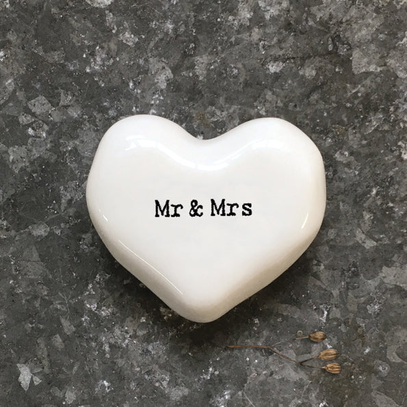 White heart token-Mr & Mrs - The Christian Gift Company