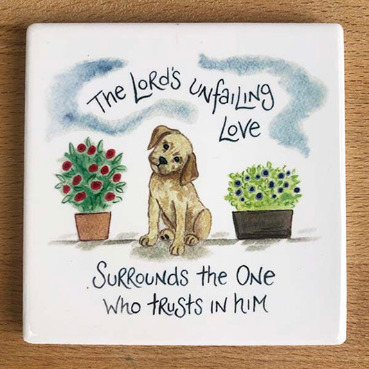 Unfailing Love Dog Design Coasters - The Christian Gift Company