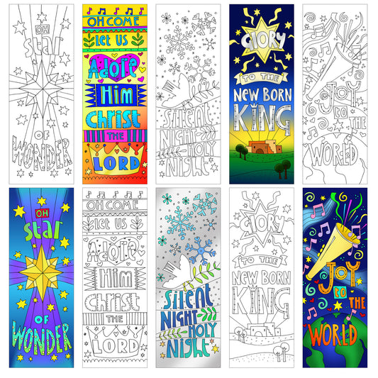 Christmas Songs Bookmarks to Colour - The Christian Gift Company