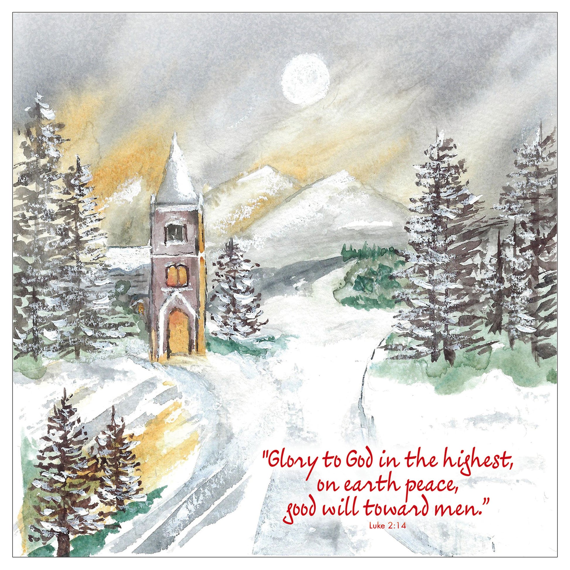 Snowy Church Christmas Cards - The Christian Gift Company