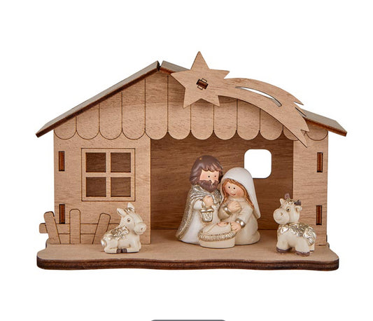 Childlike Nativity with Lighted Creche - The Christian Gift Company