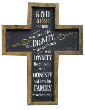 Wood Cross/God Bless the Man - The Christian Gift Company