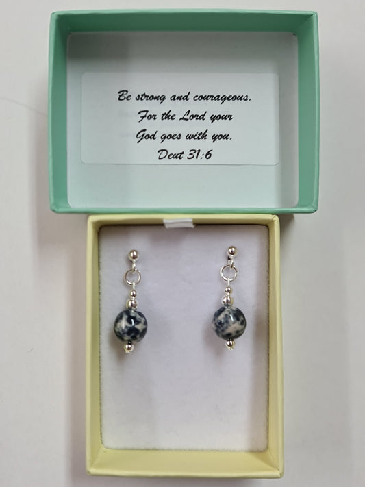 Strong and courageous beaded earrings - The Christian Gift Company