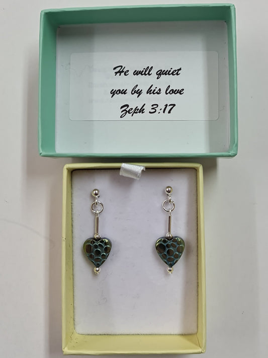 He will quiet you drop earrings - The Christian Gift Company