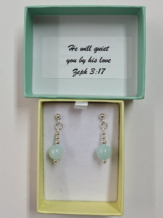 He will quiet you beaded earrings - The Christian Gift Company